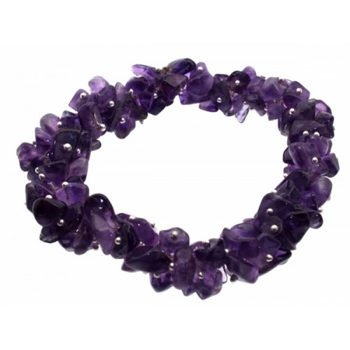 Fused Amethyst Gemstone Chip Bracelet